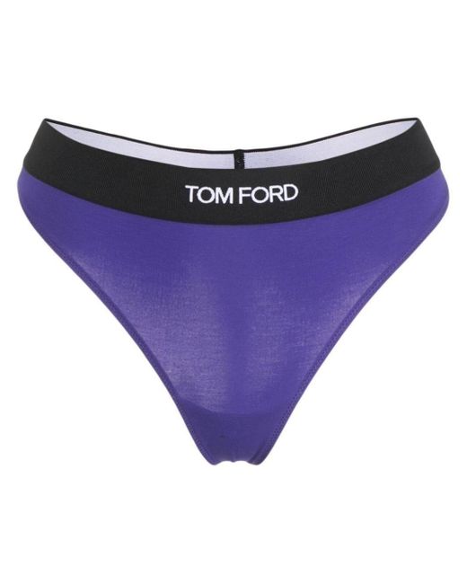 Tom Ford Logo-print Waistband Thong in Purple | Lyst