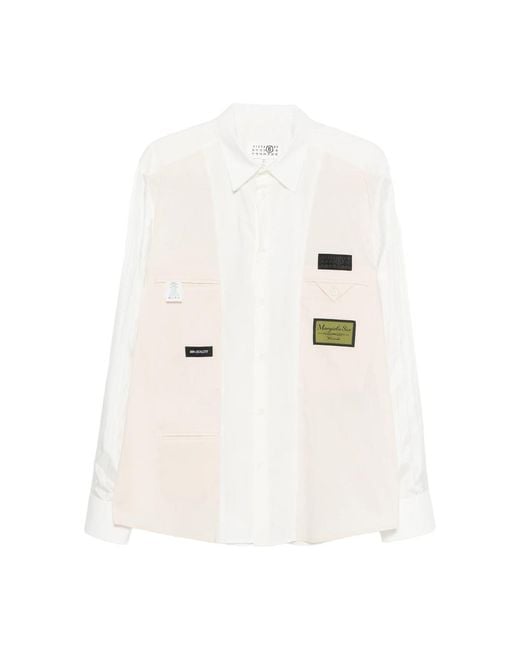MM6 by Maison Margiela White Logo-Patch Shirt for men