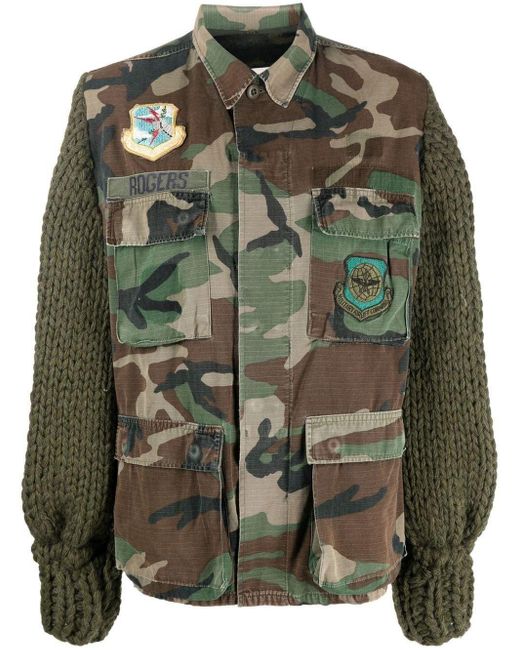 TU LIZE Green Camouflage-print Military Jacket