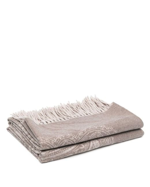 Etro Home Gray Intarsia-knit Wool Scarf