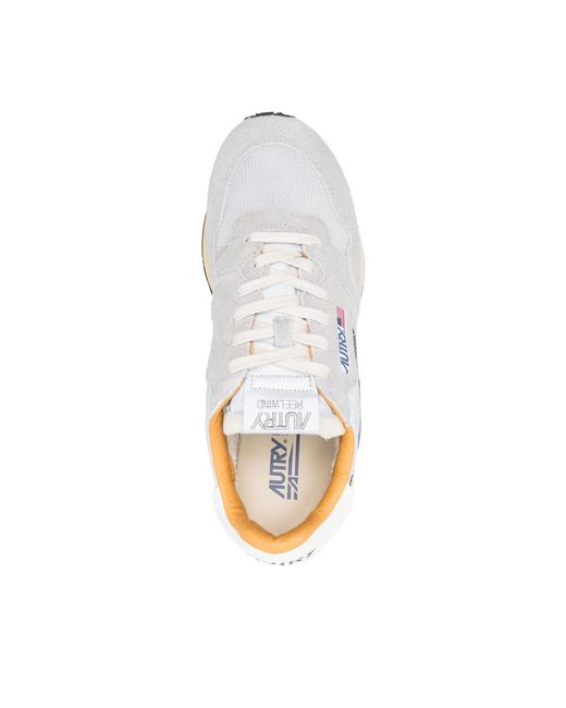 Autry White Reelwind Low "Sand Cracked Leather And Nylon" Sneakers for men