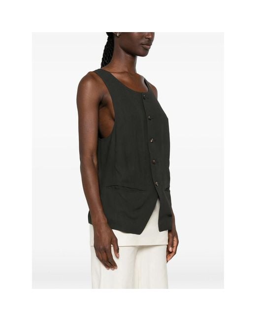 Ziggy Chen Green Patterned-Panel Vest