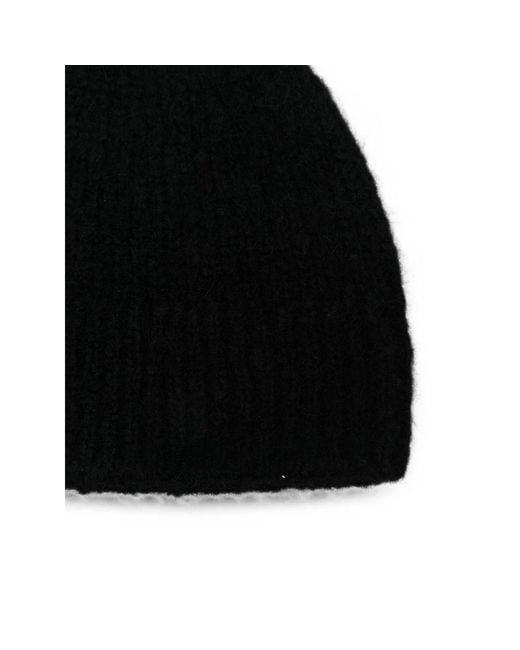 Dries Van Noten Black Ribbed-Knit Beanie Hat for men