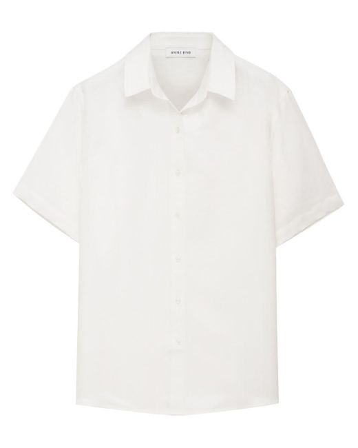 Anine Bing White Bruni Short-Sleeve Shirt