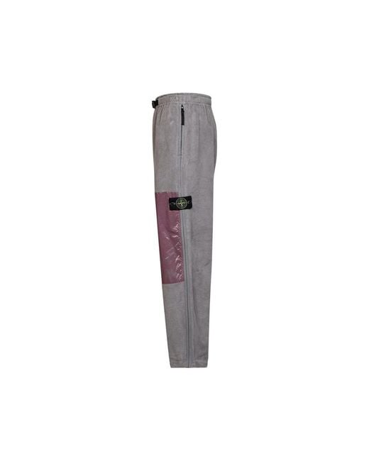 Stone Island Gray Logo-Patch Trousers for men