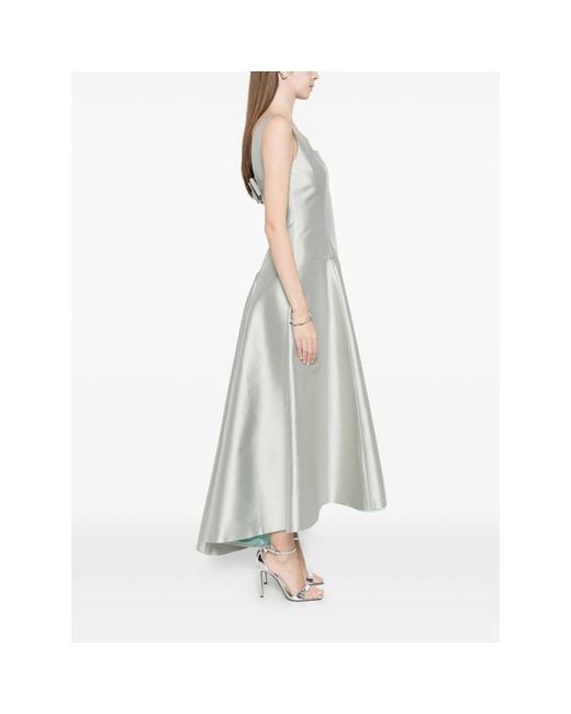 Fely Campo White Square-Neck Midi Dress
