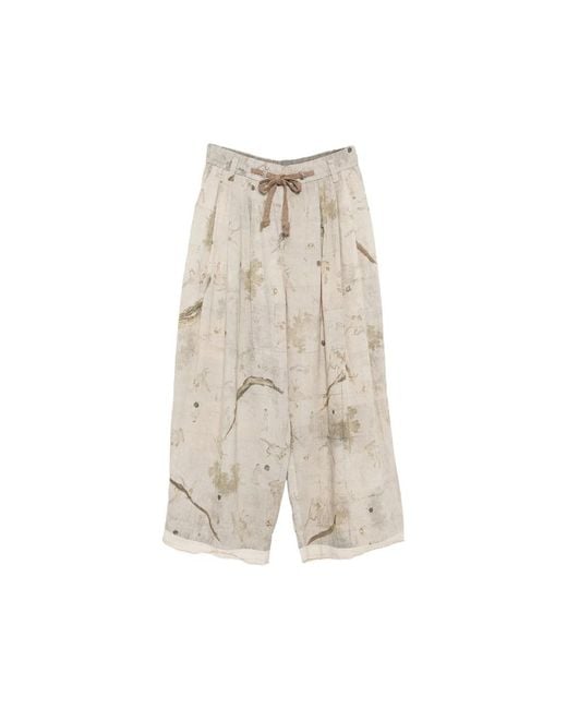 Ziggy Chen Natural Graphic-Print Trousers for men