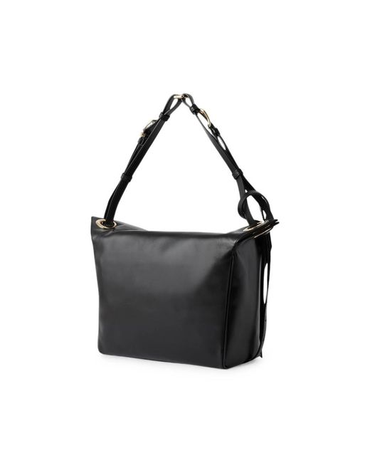 Furla Black Logo-Plaque Leather Shoulder Bag