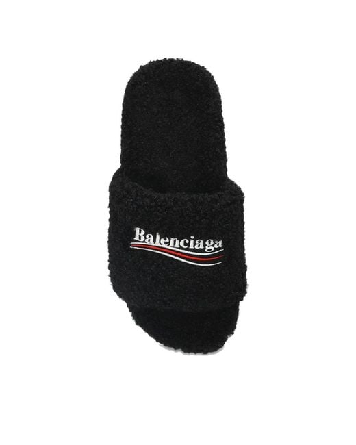 Balenciaga Black Logo-Embroidered Slides