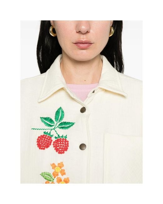 SUSANNA BLU White Crisantemo Button Jacket