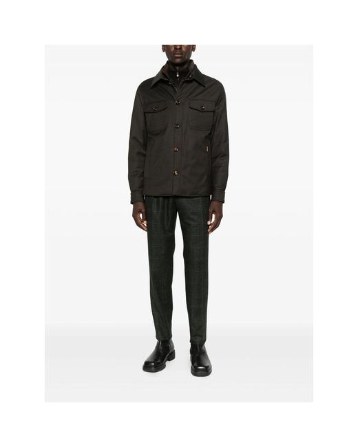 Moorer Black Button-Fastening Flap-Pocket Jacket for men