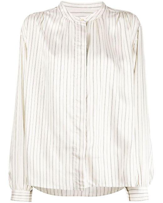 Isabel Marant White Striped Band-collar Shirt