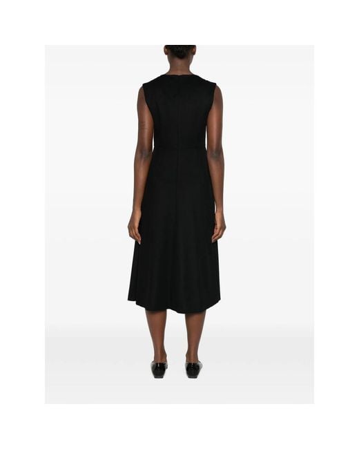 Max Mara Black V-Neck Sleeveless Midi Dress