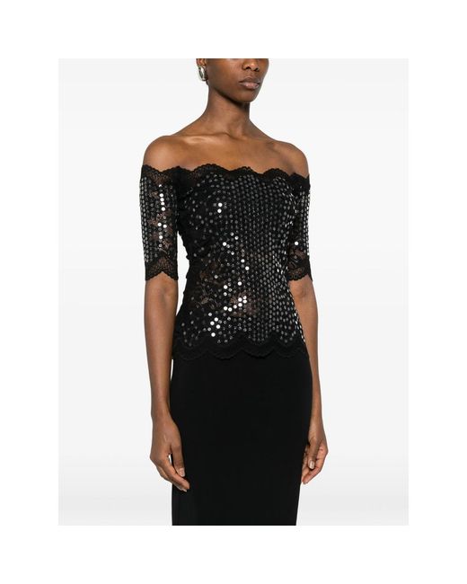 Rabanne Black Sequin Lace Top