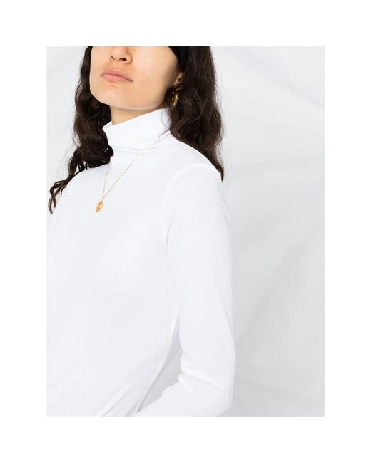 Vince White Roll-Neck Cotton Blouse