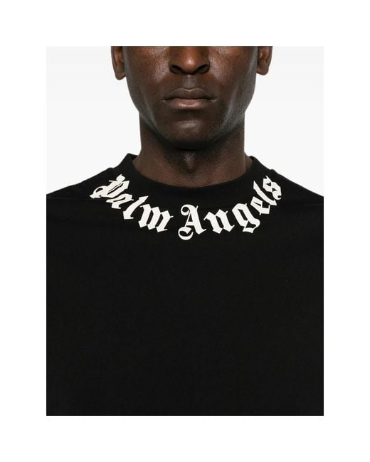 Palm Angels Black Logo-Print T-Shirt for men