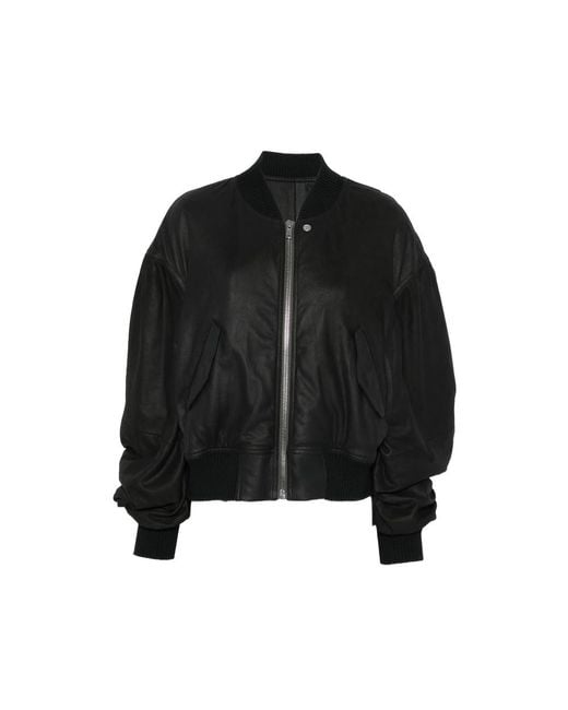 Rick Owens Leather Outerwears Black