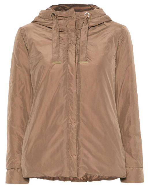 Max Mara The Cube Brown Diamond-Quilted Hooded Jacket