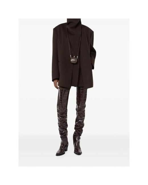 Sportmax Brown High-Neck Virgin Wool Jacket