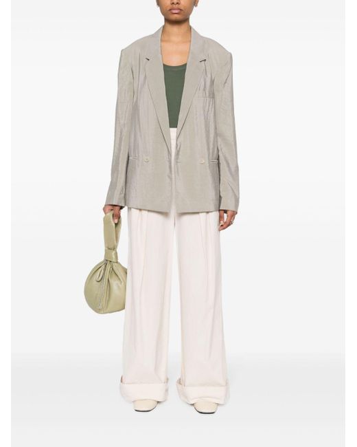Lemaire Natural Double-Breasted Crinkled Blazer
