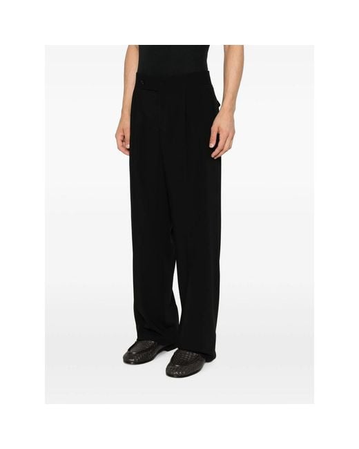 Giorgio Armani Black Pleated Wide-Leg Trousers for men