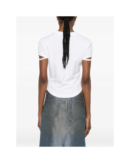 Covert White Tie-Detail Curved-Hem T-Shirt