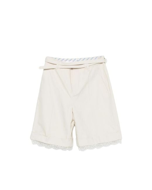 Vivetta White Belted Lace Shorts