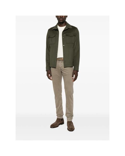 Jacob Cohen Gray Nick Logo-Patch Five-Pocket Trousers for men