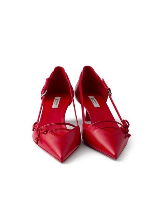Prada Red Open-Side Leather Pumps