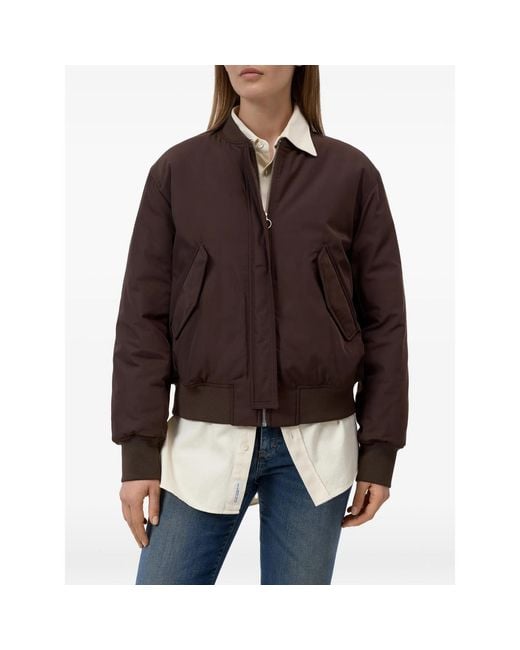Closed Brown Logo-Patch Bomber Jacket