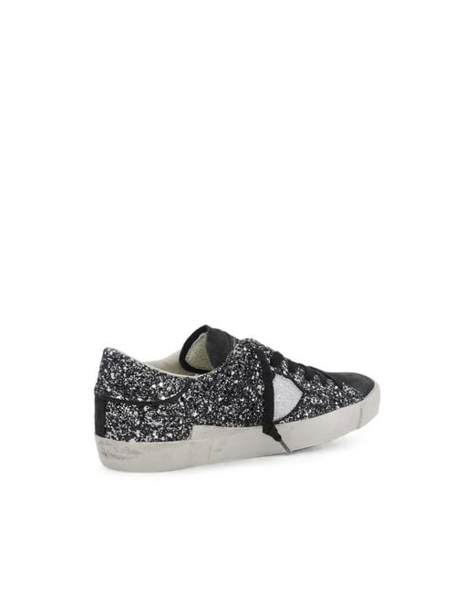 Philippe Model Gray Prsx Sequin-Embellished Sneakers