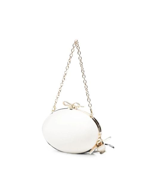 Self-Portrait White Bow-Detail Oval Clutch Bag