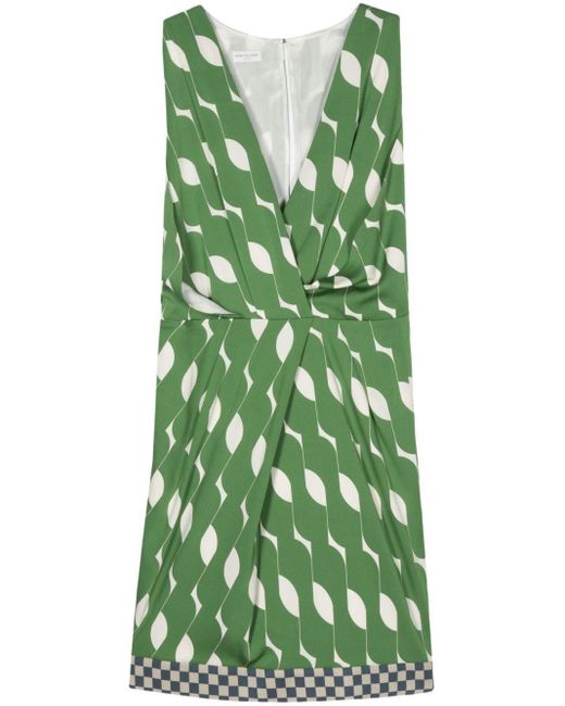 Dries Van Noten Green Graphic-Print Midi Dress