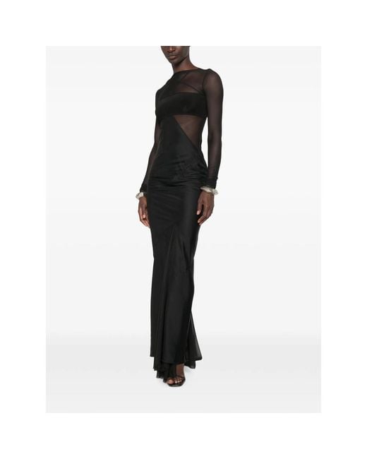 Rick Owens Black Combo Long-Sleeve Maxi Dress