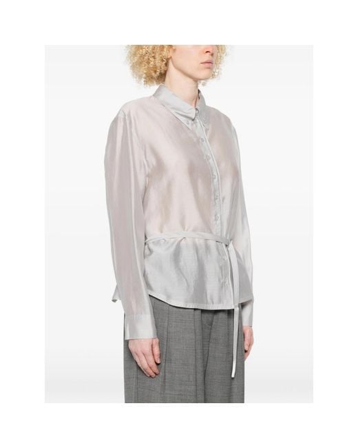Low Classic White Tie-Waist Shirt