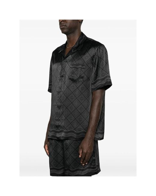 Casablanca Black Radiating Monogram Silk Shirt for men