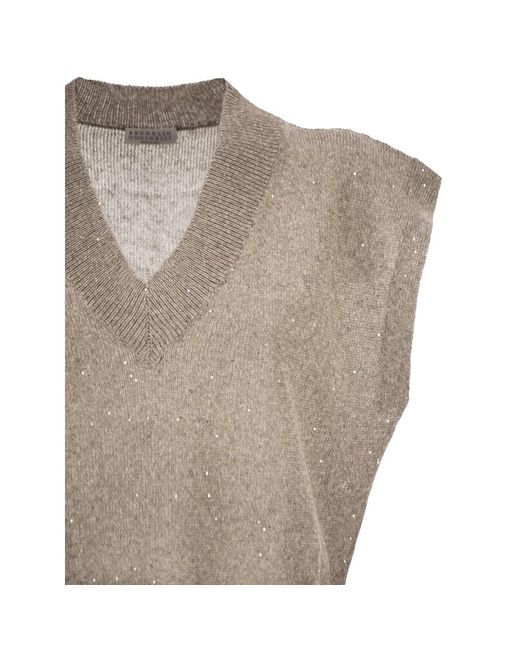 Brunello Cucinelli Gray Neutrals Tops