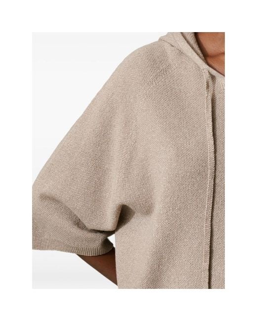 Fabiana Filippi Brown Drawstring-Fastening Elbow-Sleeve Hoodie