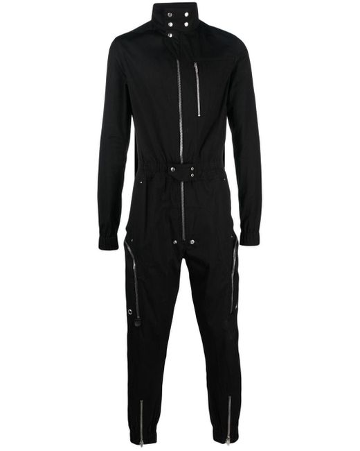 Rick Owens Long-sleeve Zip-up Jumpsuit in Black for Men | Lyst