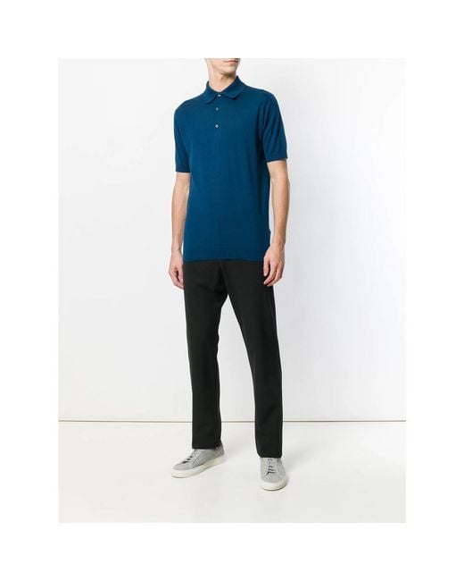 John Smedley Blue Adrian Polo Top for men