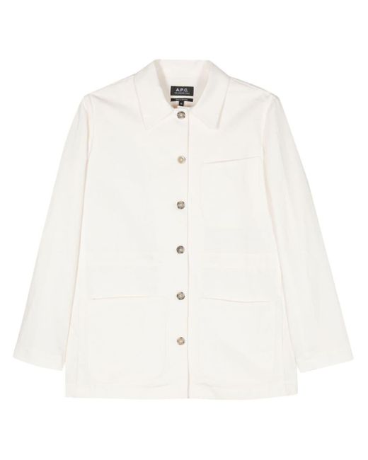 A.P.C. White Drawstring-Waist Buttoned Jacket