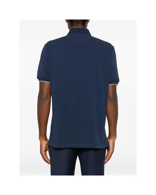 Brunello Cucinelli Blue Logo-Embroidered Polo Shirt for men