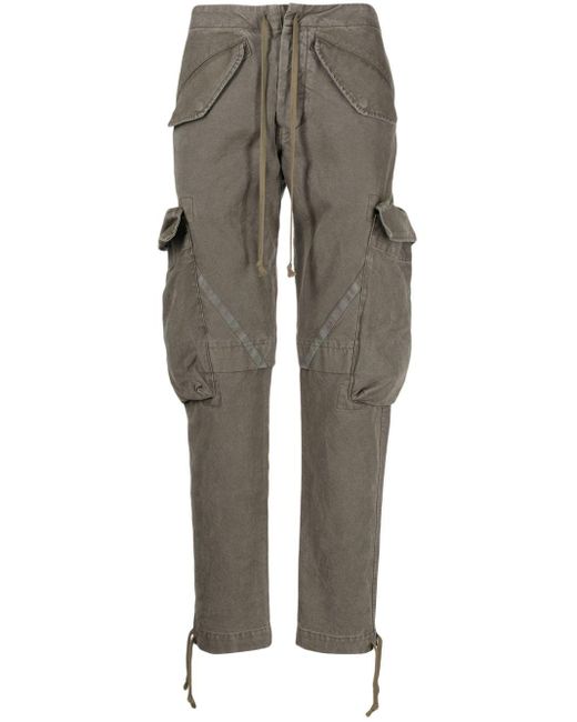 Greg Lauren Gray Tapered Cotton Cargo Trousers for men