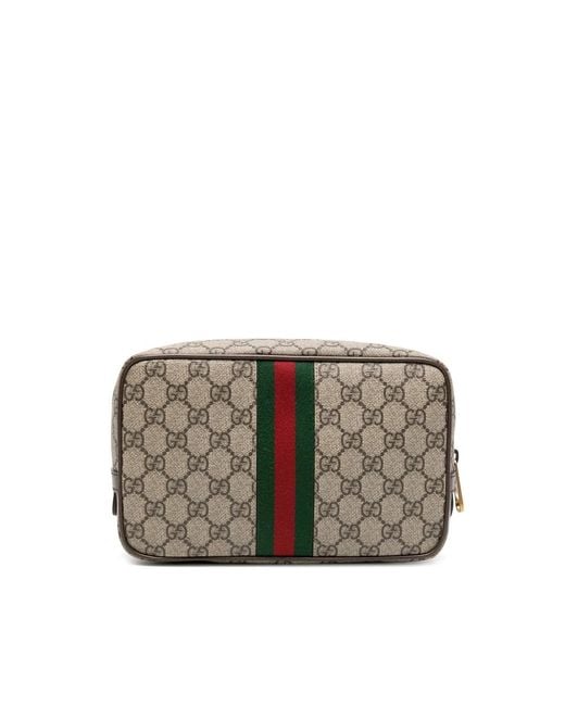Gucci Gray Clutch 'Ophidia' With Gg Plate Details On The Front And Web Detail On The Front for men