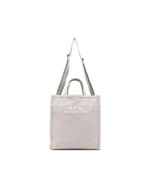 A.P.C. Gray A. P.C. Logo-Print Tote Bag for men