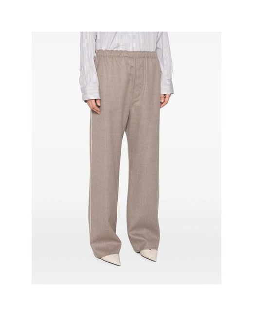 Carven Gray Side-Stripe Wide-Leg Trousers