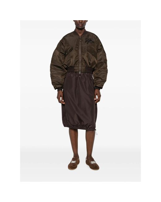 CECILIE BAHNSEN Brown Ruched-Sleeve Cropped Bomber Jacket