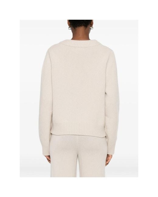 Soft Goat White Knit Chunky V Neck