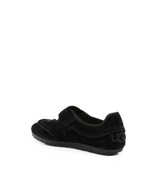 Ugg Black Quill Touch-Strap Ballet Flats
