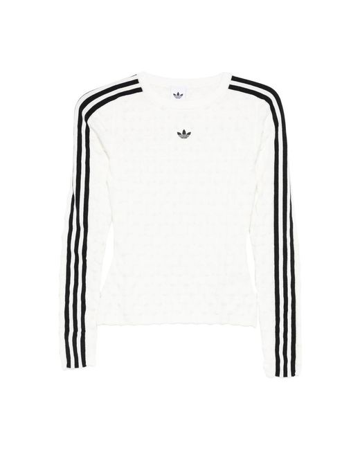 Adidas White T-Shirt With Three-Stripe Detail